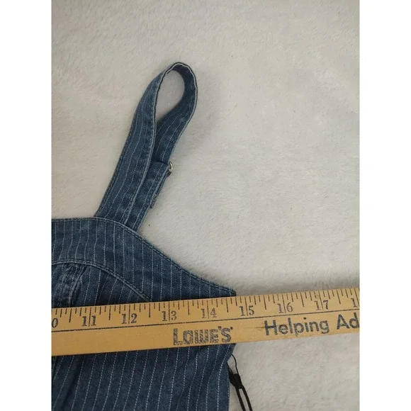 Rock & Roll Denim Women's Dark Wash Pinstripe Denim Corset Crop Top NWT XS - Picture 7 of 10